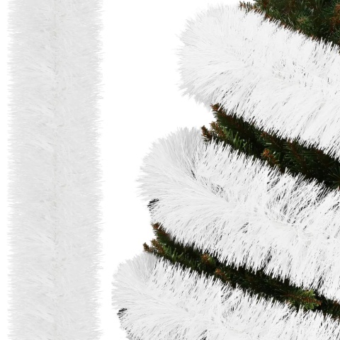 Łańcuch choinkowy na choinkę biały girlanda choinkowa biała 10cm 6m