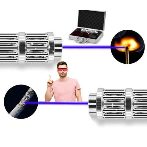 Laser wskaźnik laserowy mocny punktowy niebieski ładowarka nakładki walizka zestaw ASG