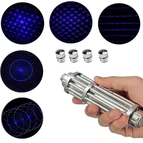 Laser wskaźnik laserowy mocny punktowy niebieski ładowarka nakładki walizka zestaw ASG