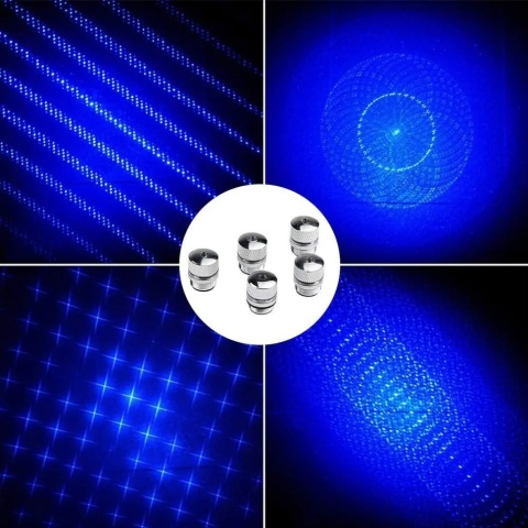 Laser wskaźnik laserowy mocny punktowy niebieski ładowarka nakładki walizka zestaw ASG