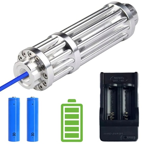 Laser wskaźnik laserowy mocny punktowy niebieski ładowarka nakładki walizka zestaw ASG