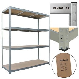 Regał metalowy magazynowy garażowy srebrny 4 półki 1200kg 180x160x60