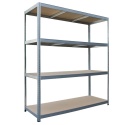Regał metalowy magazynowy garażowy srebrny 4 półki 1200kg 180x160x60