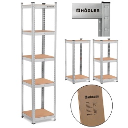 Regał metalowy magazynowy garażowy srebrny 5 półek 180x40x40