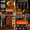 Retro Radio Kominek Vintage z Gramofonem Solar BT Drewno Złote USB MP3