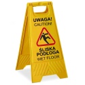 Tablica ostrzegawcza dwustronna żółta potykacz uwaga śliska podłoga OUTLET
