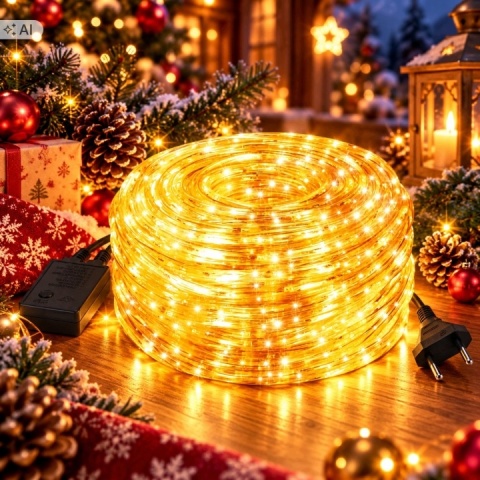 Wąż świetlny zewnętrzny led lampki biały ciepły ip44 10m