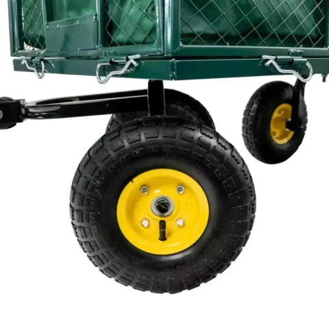 Wózek ogrodowy ogrodniczy transportowy taczki przyczepka plandeka zielony 250l 550kg