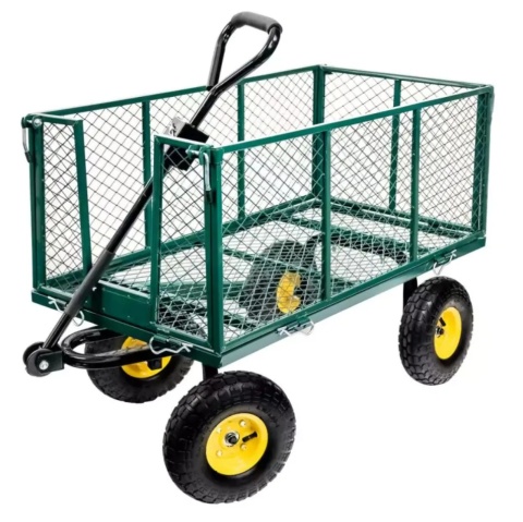 Wózek ogrodowy ogrodniczy transportowy taczki przyczepka plandeka zielony 250l 550kg