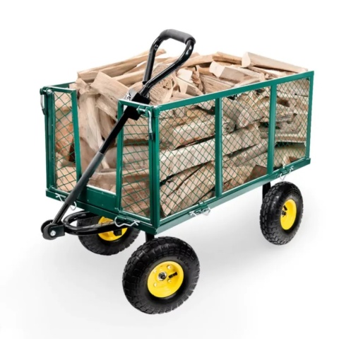 Wózek ogrodowy ogrodniczy transportowy taczki przyczepka plandeka zielony 250l 550kg