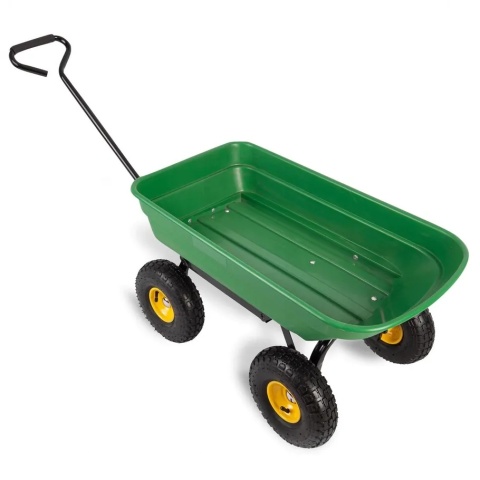 Wózek ogrodowy ogrodniczy transportowy taczki wywrotka przyczepka zielona 80l 300kg