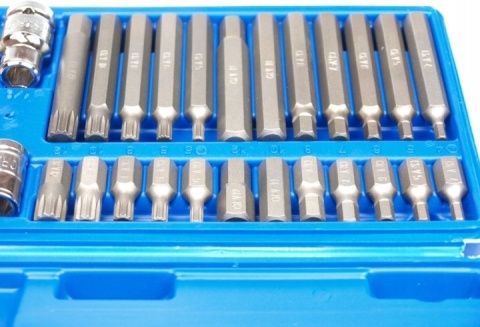 ZESTAW BITÓW KLUCZY IMBUS SPLINE TORX 40 el BITY WALIZKA+ADAPTERY 1/2, 3/8