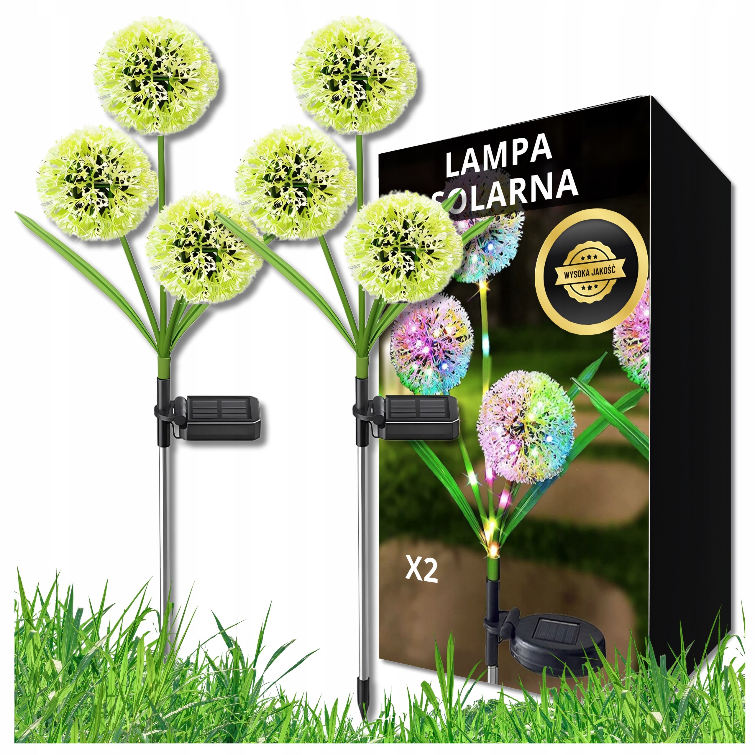 2x LAMPA DEKORACYJNA SOLARNA LED KWIAT OGRODOWA WBIJANA LAMPKI SOLARNE