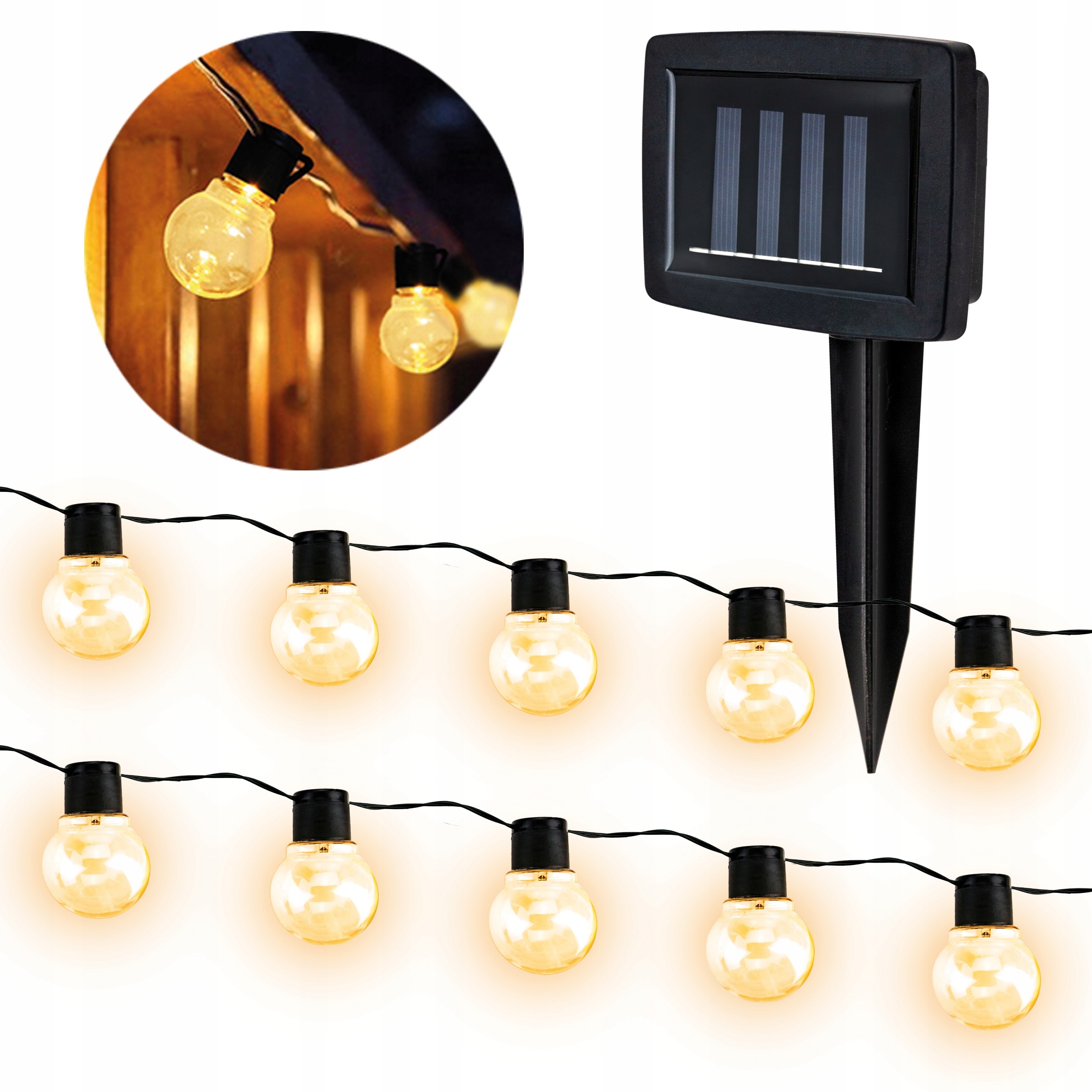 GIRLANDA SOLARNA OGRODOWA 10x ŻARÓWEK KULEK LED EAN (GTIN) 5904238419236