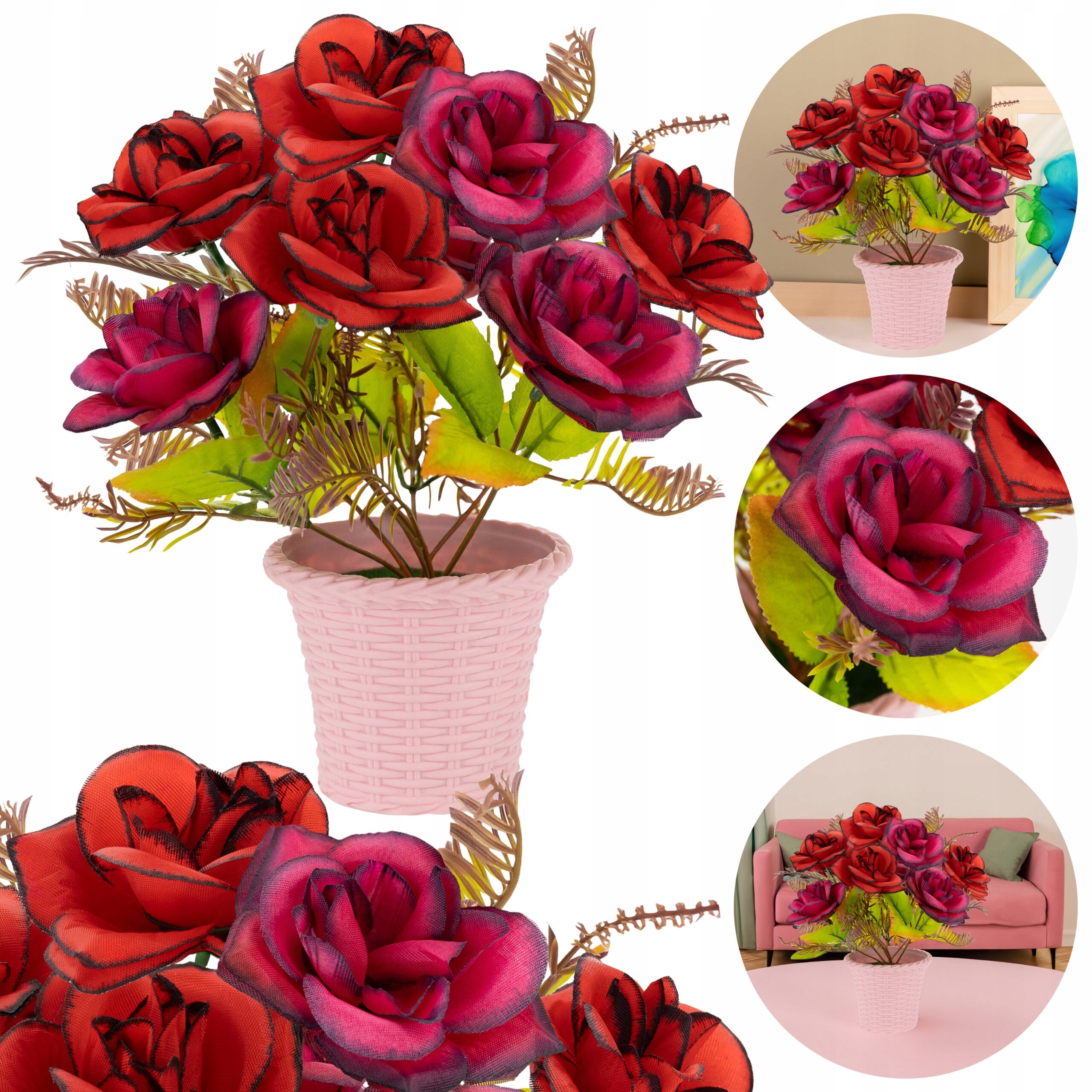 Kwiaty sztuczne RÓŻA w doniczce bukiet ozdoba Kod producenta 7808