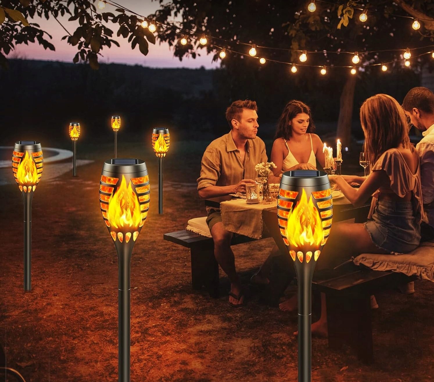 DUŻA POCHODNIA SOLARNA XXL LAMPA LED OGRODOWA PŁOMIEŃ OGIEŃ WBIJANA 78cm Liczba sztuk 1 szt.