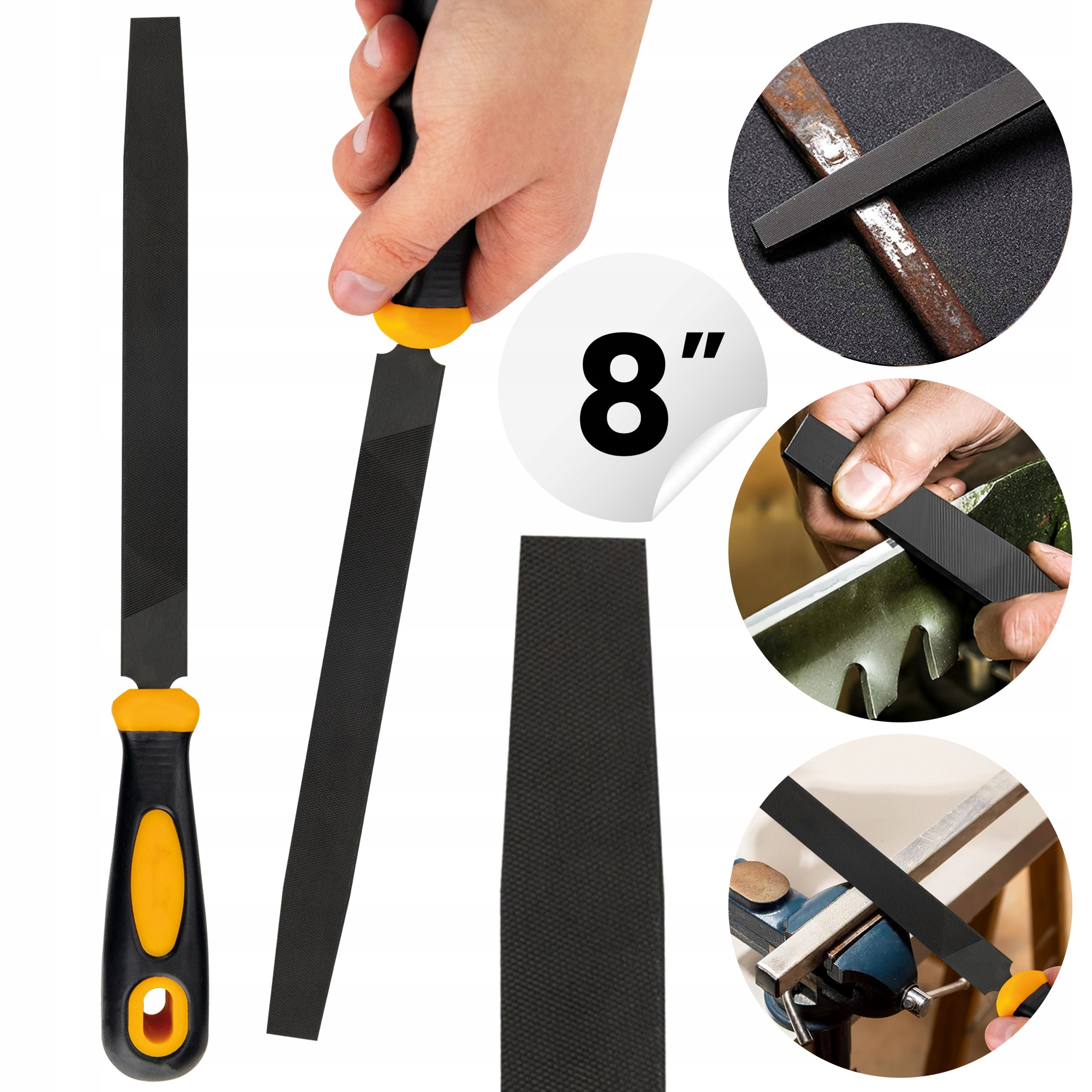 Pilnik do metalu z rączką 8" ślusarski EAN (GTIN) 5905644205918