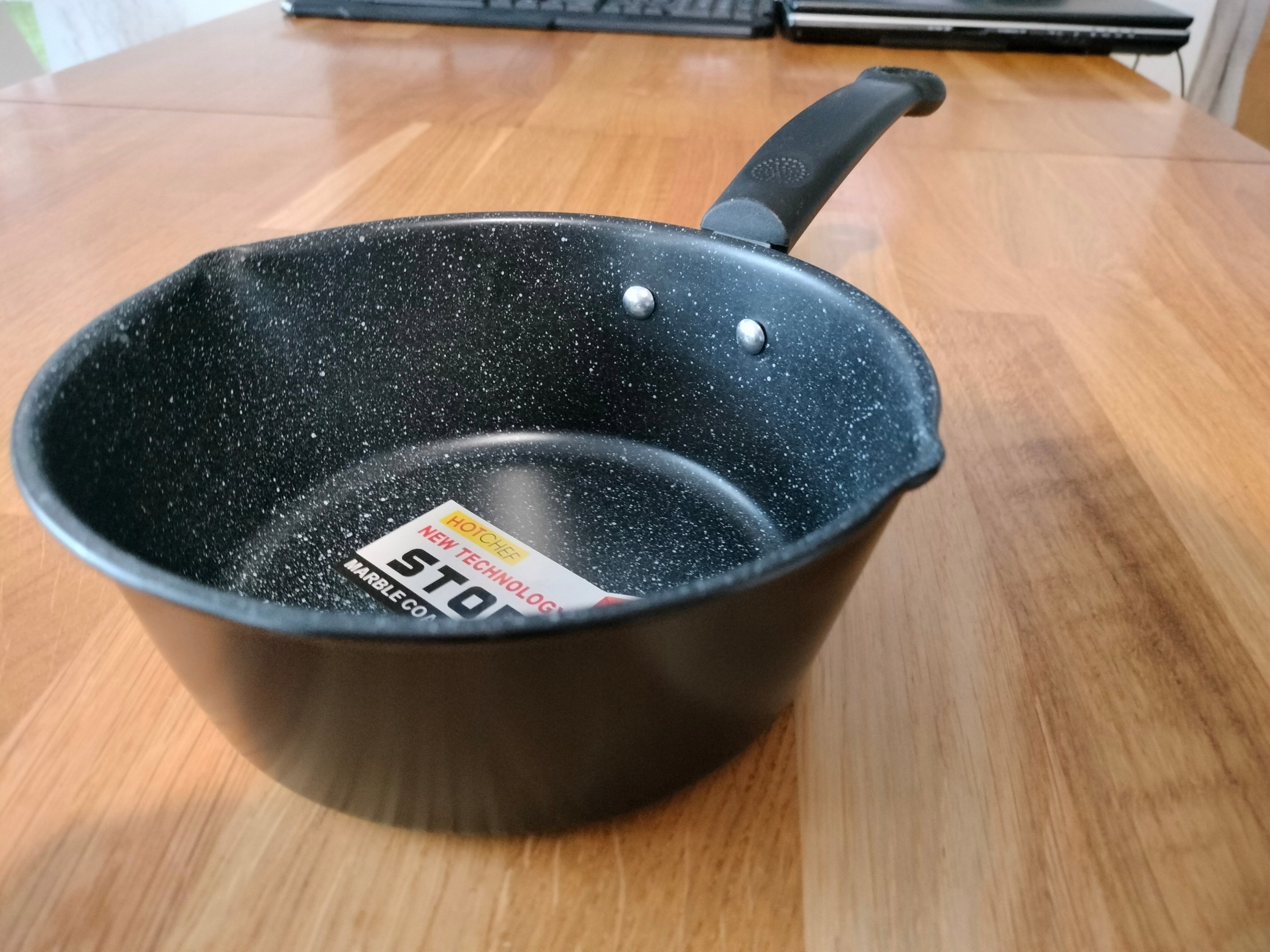RONDELEK rondel ceramiczny GRANITOWY mały z dziubkiem 1,2 l. stal porządna Wysokość produktu 7.5 cm