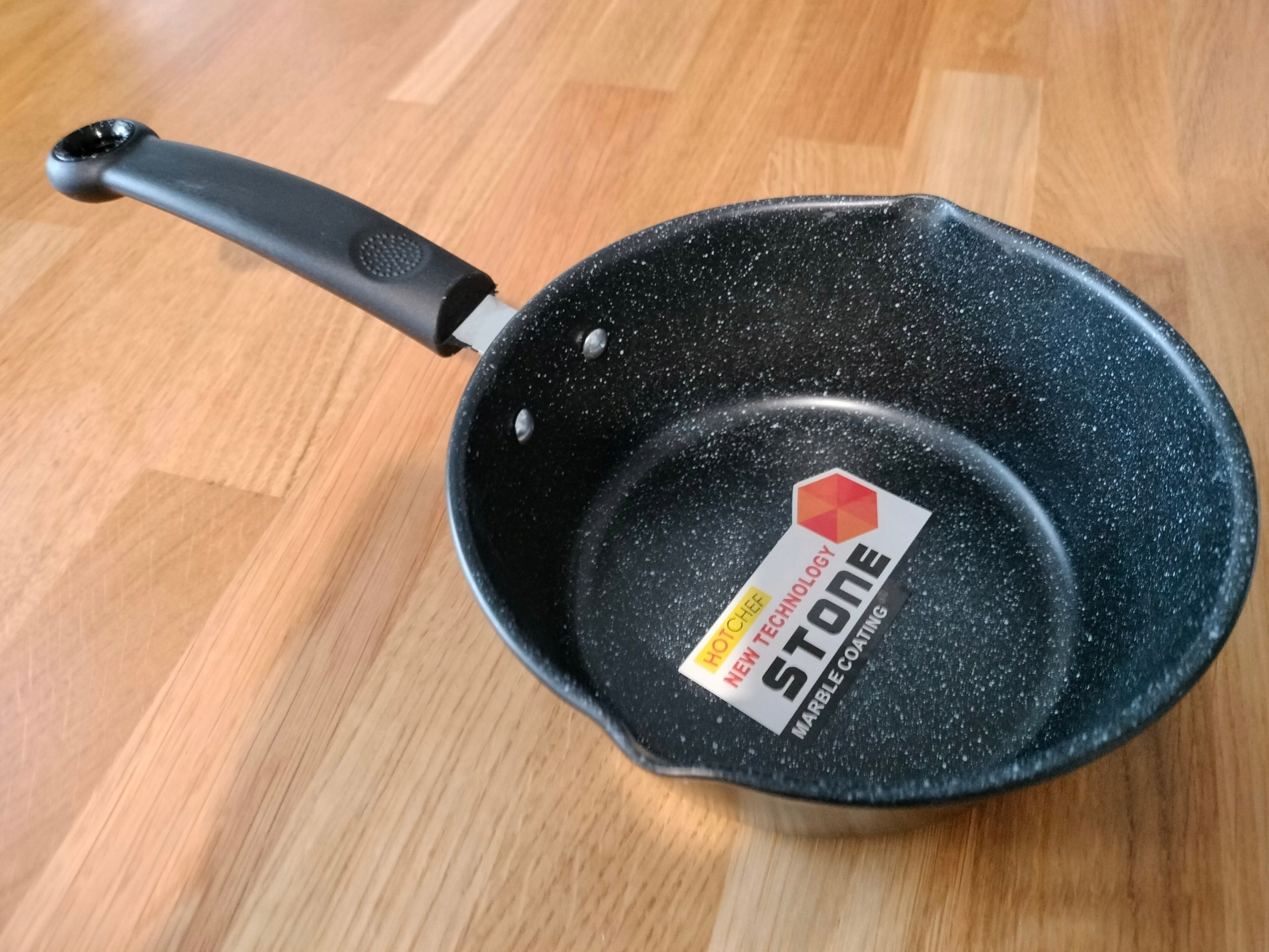 RONDELEK rondel ceramiczny GRANITOWY mały z dziubkiem 1,2 l. stal porządna Kolor szary