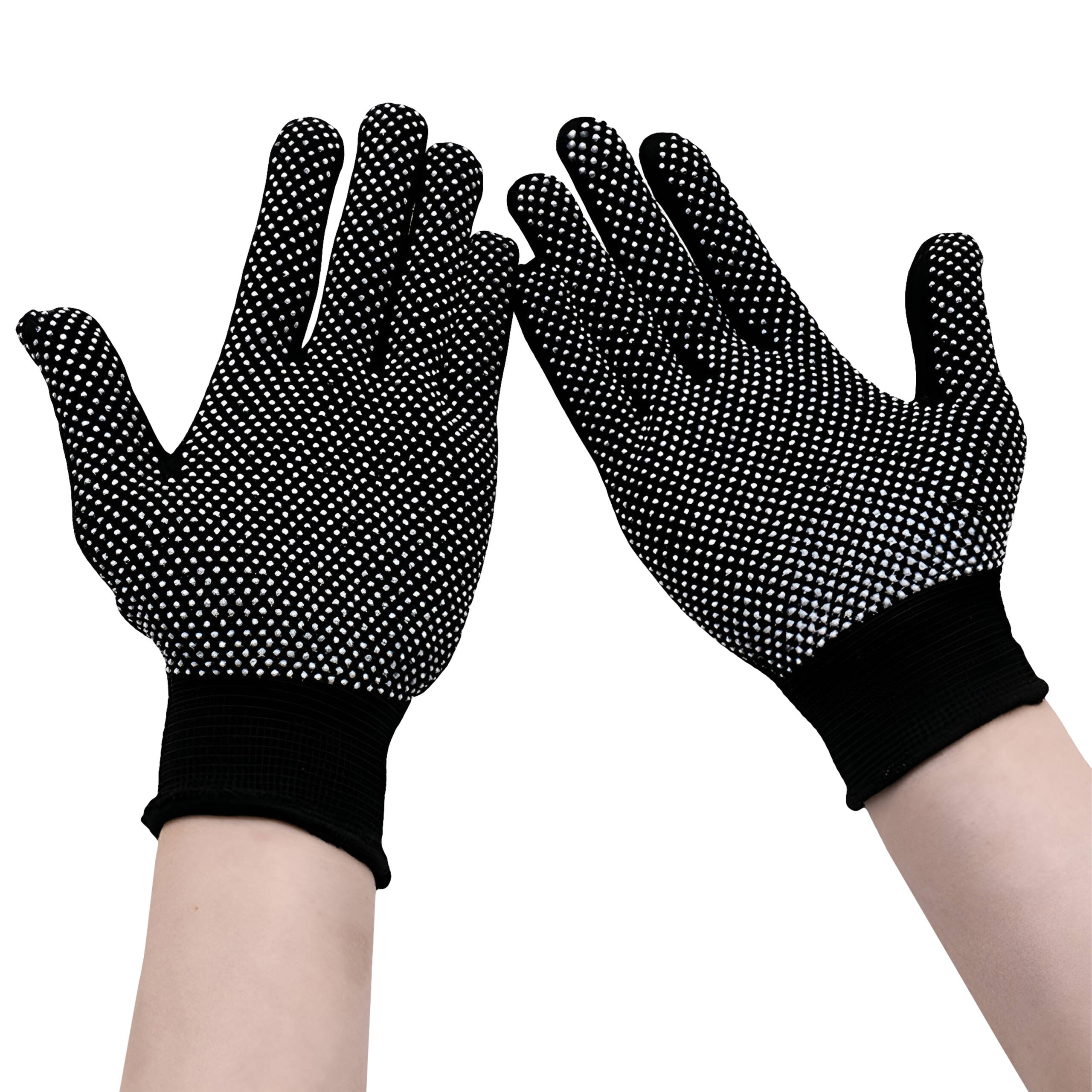 Rękawice antypoślizgowe materiałowe niebieskie 5 par czarne Model vergionic