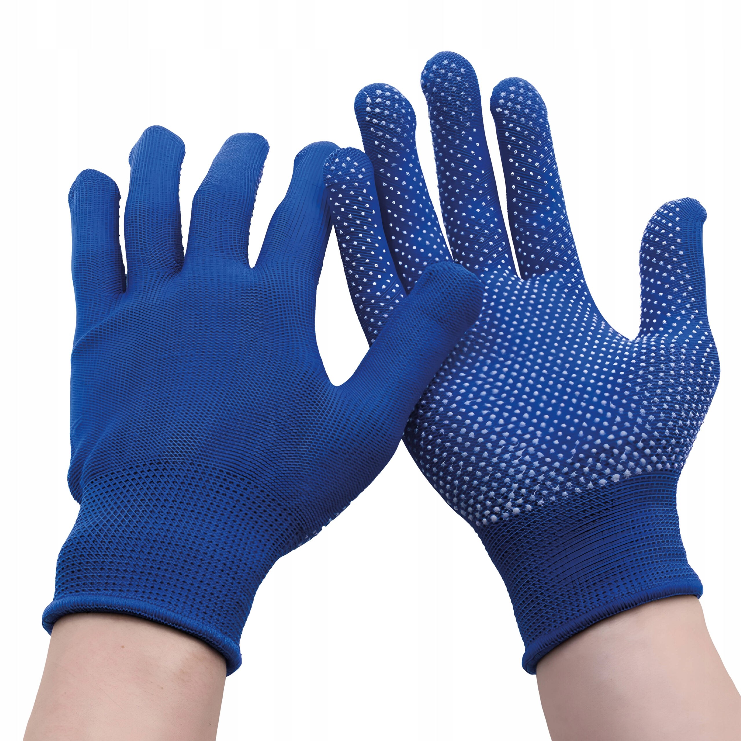 Rękawiczki Rękawice antypoślizgowe materiał niebieskie 5 par Wyrób medyczny nie