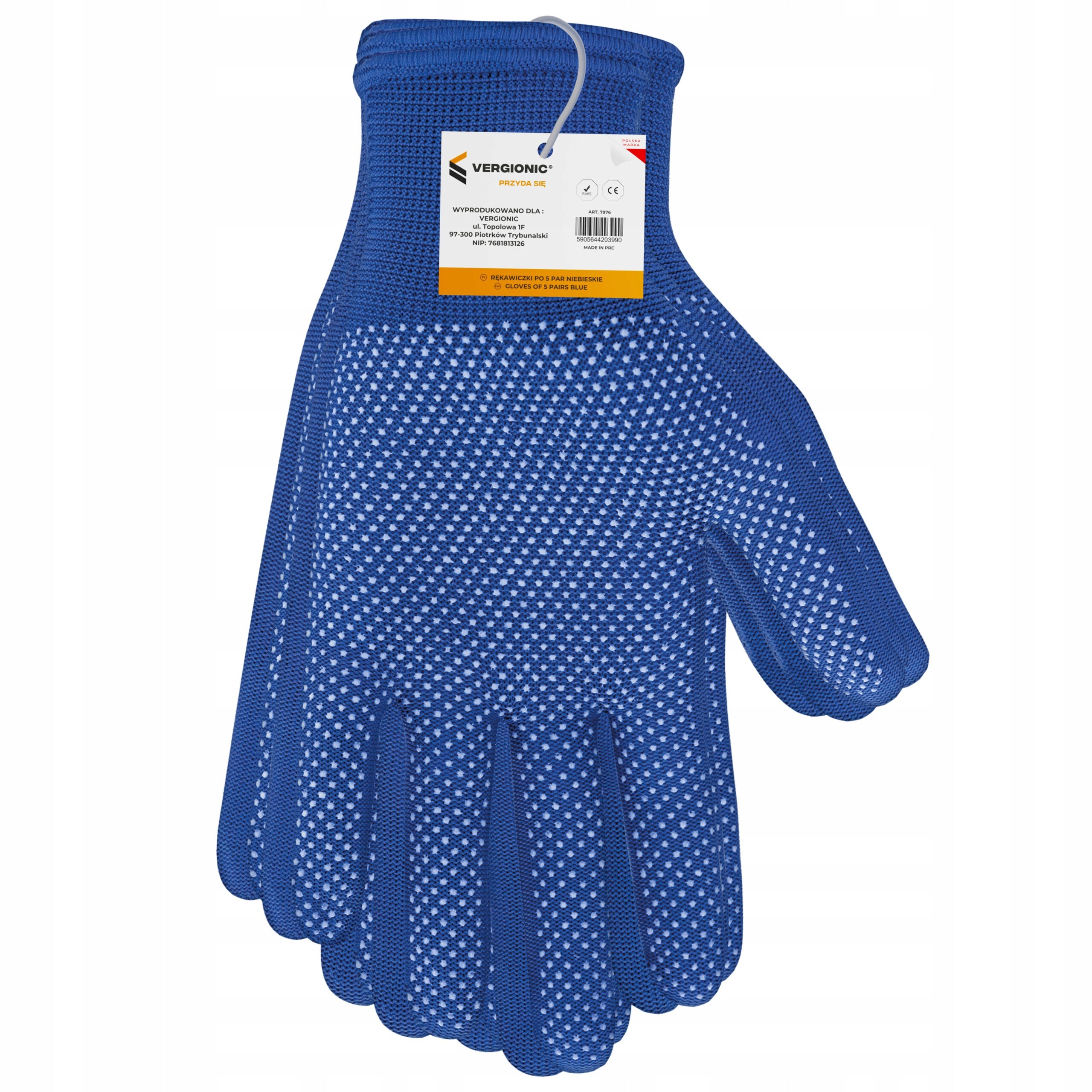 Rękawiczki Rękawice antypoślizgowe materiał niebieskie 5 par Rozmiar uniwersalne